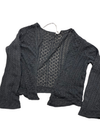 Rubynee Vintage y2k girls 3/4 sleeve loose knit black cardigan