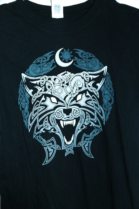 Vintage men black Gildan sofstyle Ring Spun Ragnarok Wolves graphics black tees in M|L27 W19|SKU 6566