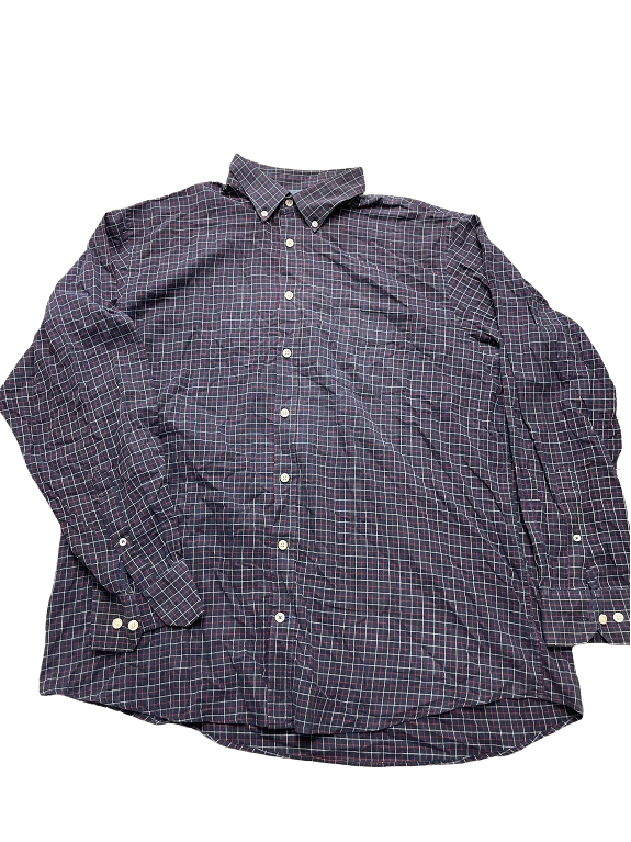 Rubynee Vintage y2k woolworth mens slim fit long sleeve checkered purple shirt