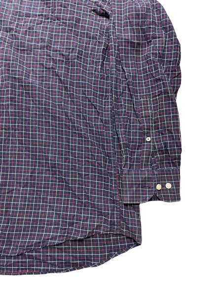 Rubynee Vintage y2k woolworth mens slim fit long sleeve checkered purple shirt