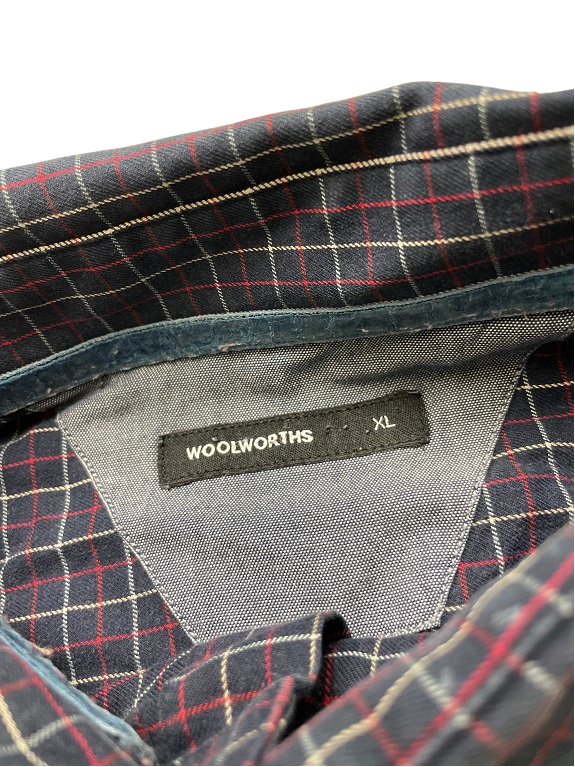 Rubynee Vintage y2k woolworth mens slim fit long sleeve checkered purple shirt