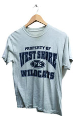Vintage grey property of west shore wildcats graphics mens medium tees