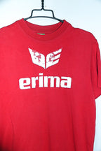 Vintage men Erima logo print red short sleeve tees in M|L29 W19|SKU 6571
