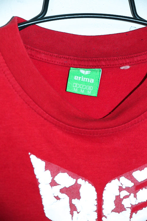 Vintage men Erima logo print red short sleeve tees in M|L29 W19|SKU 6571