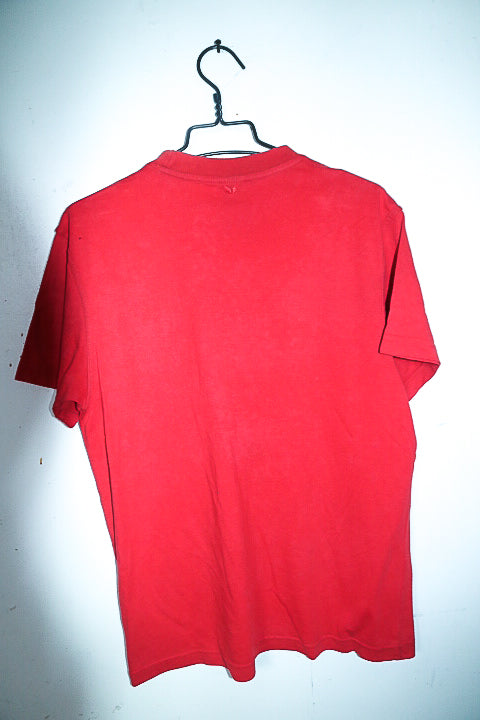 Vintage men Erima logo print red short sleeve tees in M|L29 W19|SKU 6571