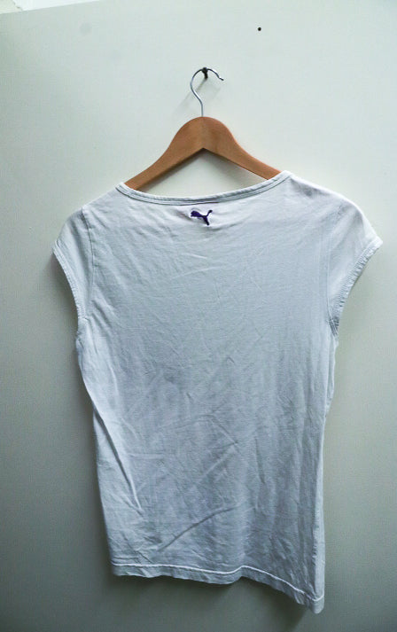 Vintage white puma regular fit short sleeve medium tees