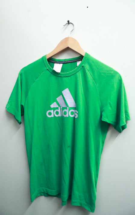 Vintage green adidas logo mens medium regular fit tees