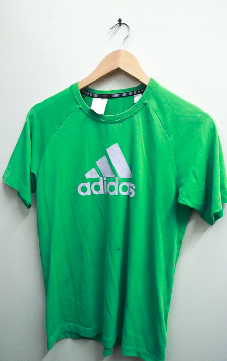 Vintage green adidas logo mens medium regular fit tees