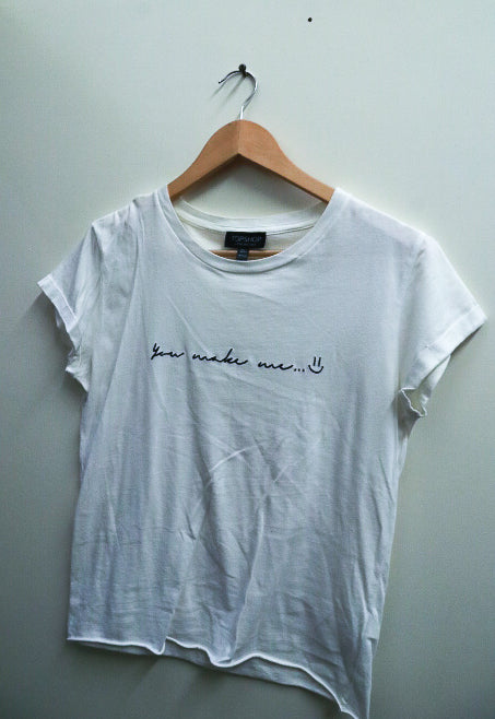Vintage Topshop white you make me text print womens tees uk 6