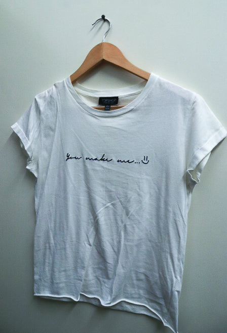 Vintage Topshop white you make me text print womens tees uk 6