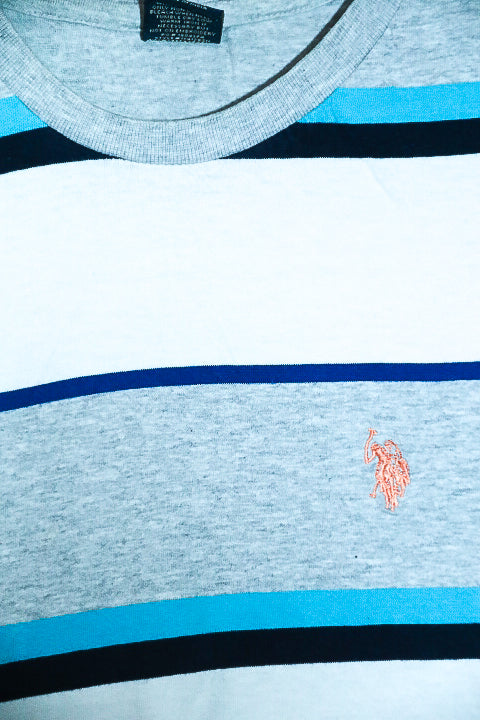 Vintage men U.S. Polo ASSN multi Stripe T-shirt in S|L26 W16|SKU 6574