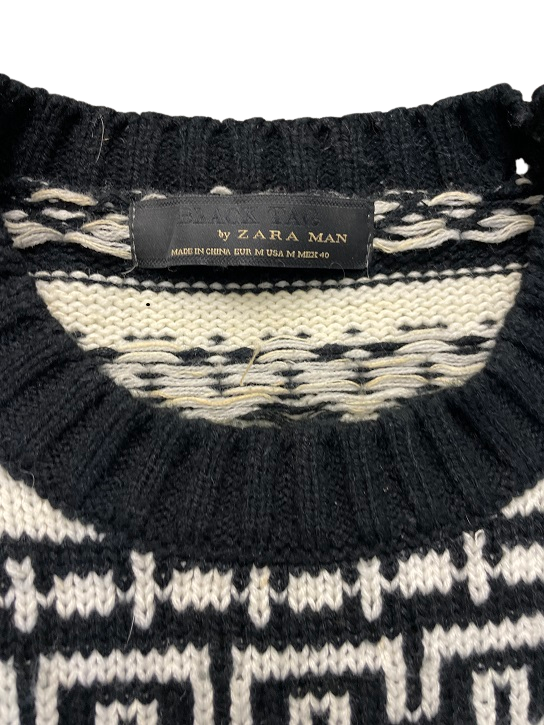 Rubynee Vintage y2k knited Black And cream zara man 80s Sweater