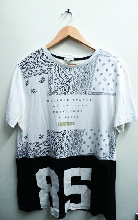 Vintage colour block melrose avenue los angeles hollywood print with 85 crest medium tees