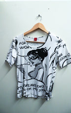 Vintage white womens printed cotton small tees