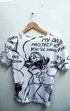 Vintage white womens printed cotton small tees