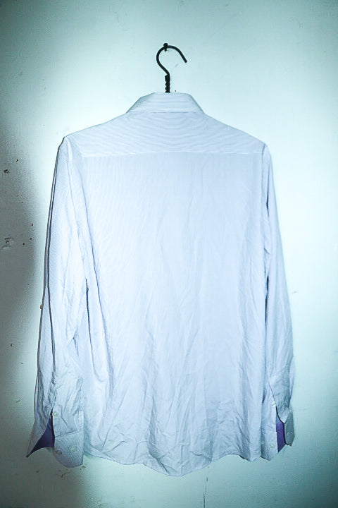 Vintage men Tommy Hilfiger purple vertical stripe long sleeve shirt in L|L32 W22|SKU 6579