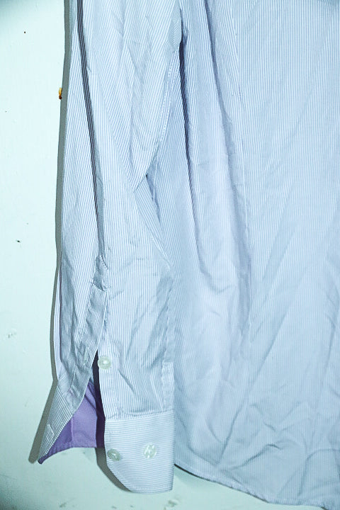 Vintage men Tommy Hilfiger purple vertical stripe long sleeve shirt in L|L32 W22|SKU 6579