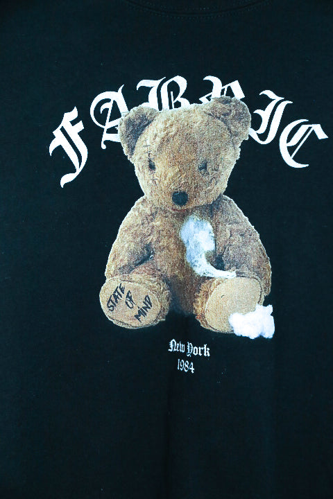 Vintage men Fabric bear graphics 90's black sweatshirt in M|L30 W23|SKU 6580
