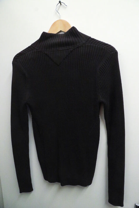 Vintage Brown Tommy Hilfiger Men's Chunky Cotton Zip Through Small Cardigan