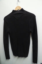 Vintage Brown Tommy Hilfiger Men's Chunky Cotton Zip Through Small Cardigan