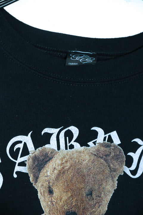 Vintage men Fabric bear graphics 90's black sweatshirt in M|L30 W23|SKU 6580