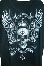 Vintage men Black Grunge Skull graphics oversize tank top 2XL|L30 W27|SKU 6583