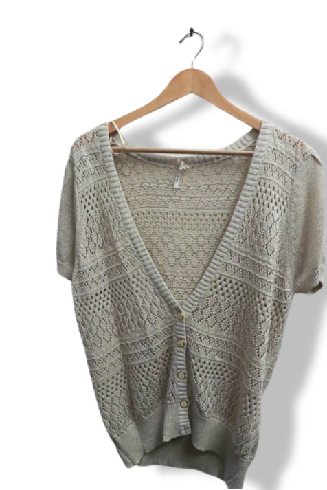 Vintage womens white knitted vneck sweatshirt size 16