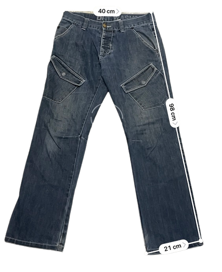 Rubynee Vintage y2k regular fit mens blue jeans trouser