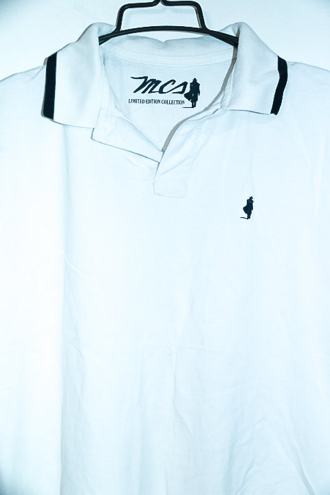 Vintage women MCS Limited edition collection plain white short sleeve polo in M|L26 W20|SKU 6584