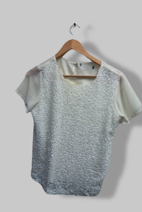 Vintage off white sequin womens top size M