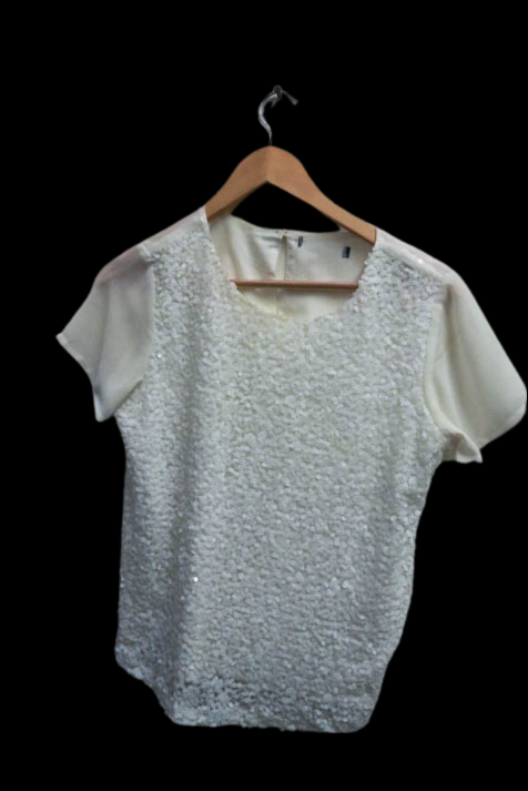 Vintage off white sequin womens top size M