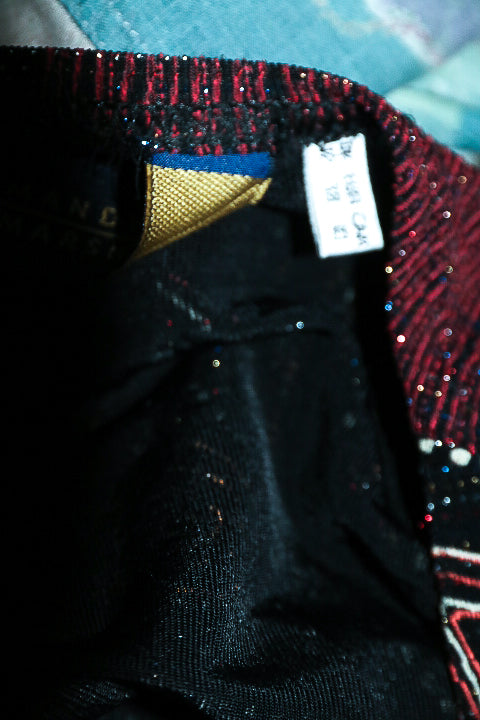 Vintage women Mandy Marsh beaded geometric multi long sleeve jacket top UK 12|L30 W20|SKU 6585