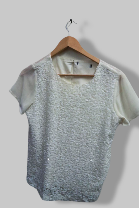 Vintage off white sequin womens top size M