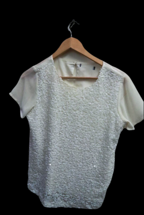 Vintage off white sequin womens top size M
