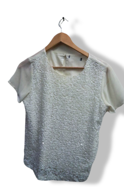 Vintage off white sequin womens top size M