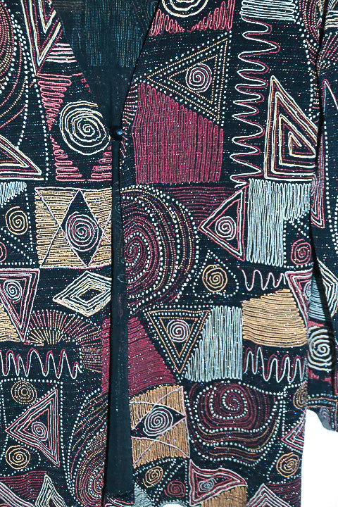 Vintage women Mandy Marsh beaded geometric multi long sleeve jacket top UK 12|L30 W20|SKU 6585