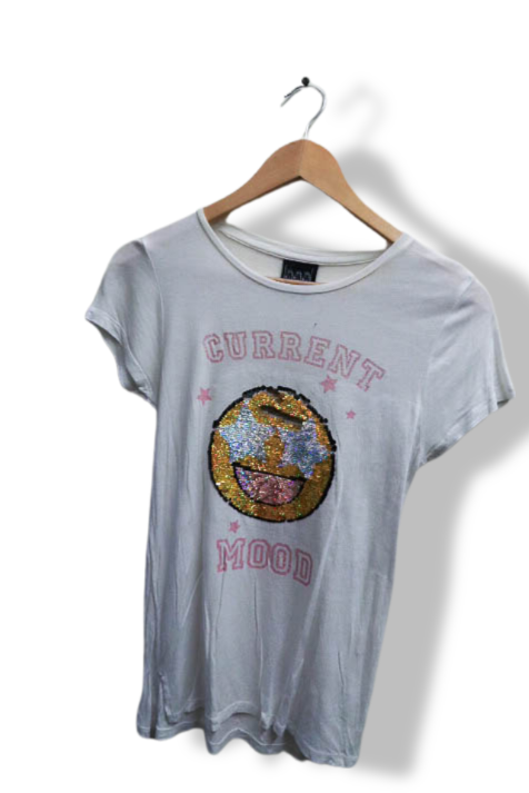 Vintage white current mood graphics small tshirt