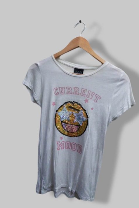 Vintage white current mood graphics small tshirt