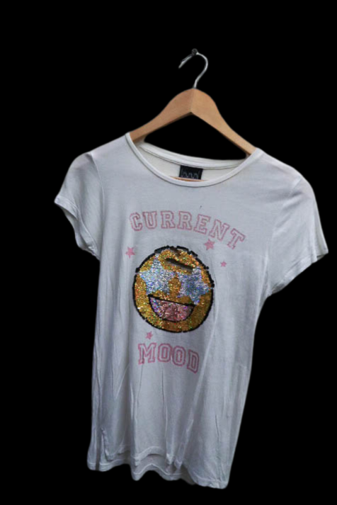 Vintage white current mood graphics small tshirt