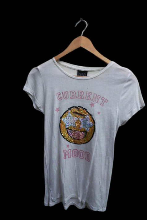 Vintage white current mood graphics small tshirt