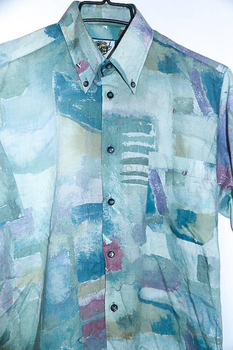 Vintage men multi hawaiin abstract 90's short sleeve shirt in M|L33 W21|SKU 6588