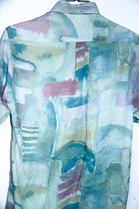 Vintage men multi hawaiin abstract 90's short sleeve shirt in M|L33 W21|SKU 6588