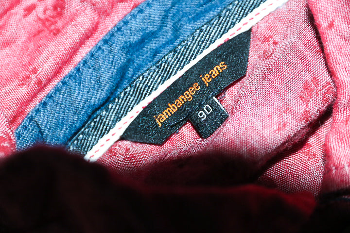 Vintage women Jambangee jeans red pattern double pocket long sleeve shirt in M|L26 W18|SKU 6590