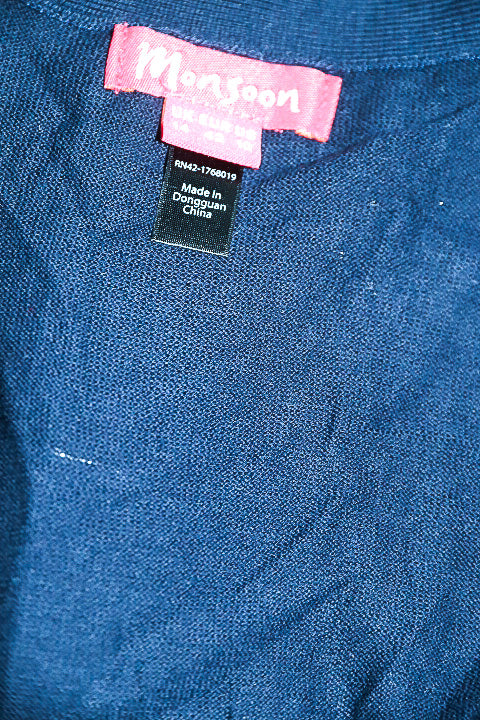 Vintage women Monsoon navy blue V-neck button down short sleeve sweater UK 14|L25 W20|SKU 6592