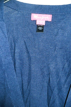 Vintage women Monsoon navy blue V-neck button down short sleeve sweater UK 14|L25 W20|SKU 6592