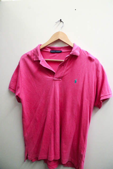 Vintage womens pink polo ralph lauren polo shirt size M