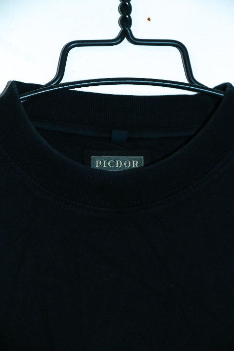 Vintage men Picdor plain black short sleeve mock neck tees in m|L31 W22|SKU 6593