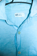 Vintage men GAP sky blue long sleeve plain regular fit shirt in M|L29 W22|SKU 6595