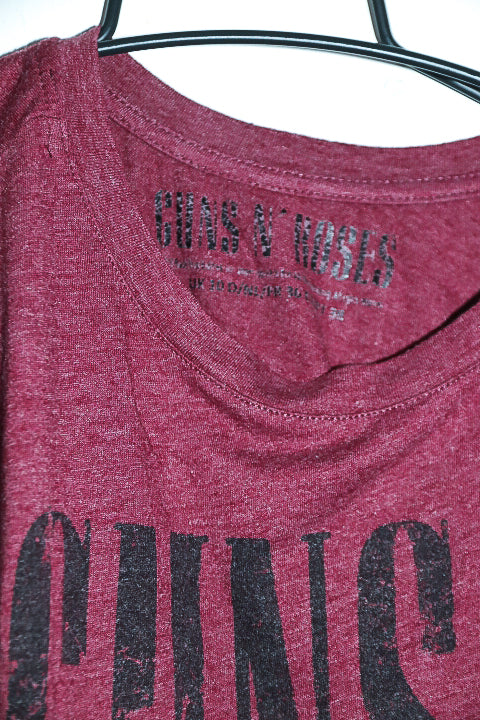 Vintage women Guns & roses graphics burgundy tank top UK 10|L21 W18|SKU 6597