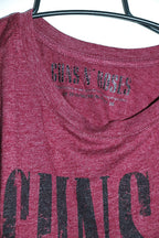 Vintage women Guns & roses graphics burgundy tank top UK 10|L21 W18|SKU 6597